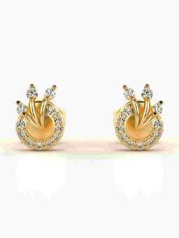 Valanova - Sterling Silver Plated with Yellow Gold and Certified Lab Grown Diamond 0.17 Cts Earrings