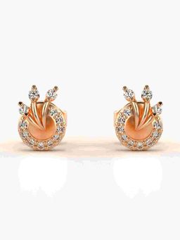 Valanova - Sterling Silver Plated with Rose Gold and Certified Lab Grown Diamond 0.17 Cts Earrings