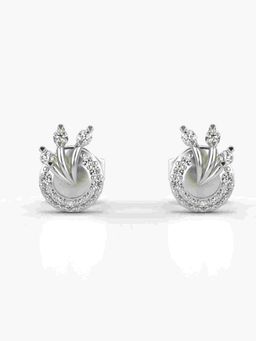 Valanova - Sterling Silver Plated with White Gold and Certified Lab Grown Diamond 0.17 Cts Earrings