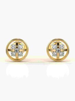 Valanova - Sterling Silver Plated with Yellow Gold and Certified Lab Grown Diamond 0.14 Cts Earrings