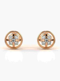 Valanova - Sterling Silver Plated with Rose Gold and Certified Lab Grown Diamond 0.14 Cts Earrings