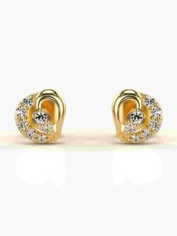 Valanova - Sterling Silver Plated with Yellow Gold and Certified Lab Grown Diamond 0.18 Cts Earrings