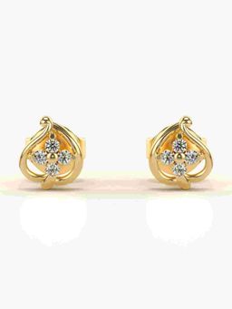Valanova - Sterling Silver Plated with Yellow Gold and Certified Lab Grown Diamond 0.10 Cts Earrings
