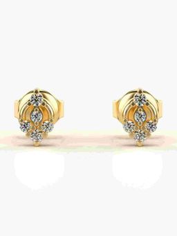 Valanova - Sterling Silver Plated with Yellow Gold and Certified Lab Grown Diamond 0.12 Cts Earrings