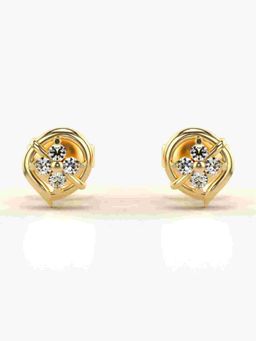 Valanova - Sterling Silver Plated with Yellow Gold and Certified Lab Grown Diamond 0.11 Cts Earrings