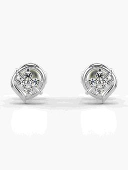 Valanova - Sterling Silver Plated with White Gold and Certified Lab Grown Diamond 0.11 Cts Earrings