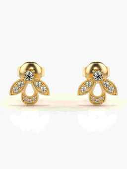 Valanova - Sterling Silver Plated with Yellow Gold and Certified Lab Grown Diamond 0.20 Cts Earrings