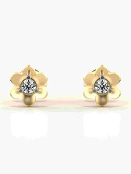 Valanova - Sterling Silver Plated with Yellow Gold and Certified Lab Grown Diamond 0.14 Cts Earrings