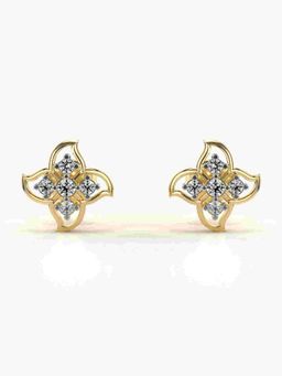 Valanova - Sterling Silver Plated with Yellow Gold and Certified Lab Grown Diamond 0.22 Cts Earrings