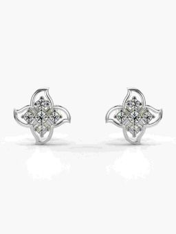 Valanova - Sterling Silver Plated with White Gold and Certified Lab Grown Diamond 0.22 Cts Earrings