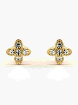 Valanova - Sterling Silver Plated with Yellow Gold and Certified Lab Grown Diamond 0.36 Cts Earrings