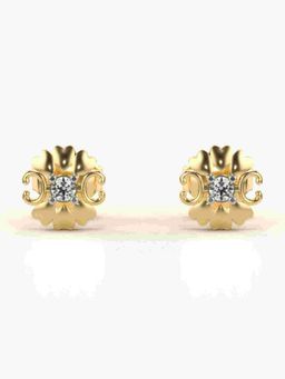 Valanova - Sterling Silver Plated with Yellow Gold and Certified Lab Grown Diamond 0.07 Cts Earrings