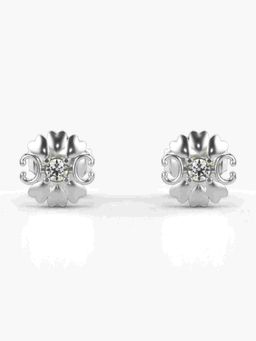 Valanova - Sterling Silver Plated with White Gold and Certified Lab Grown Diamond 0.07 Cts Earrings