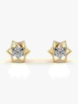 Valanova - Sterling Silver Plated with Yellow Gold and Certified Lab Grown Diamond 0.14 Cts Earrings