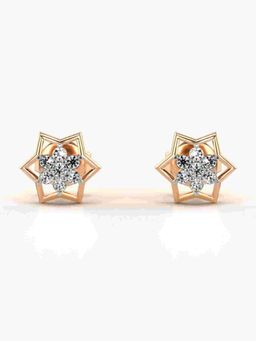 Valanova - Sterling Silver Plated with Rose Gold and Certified Lab Grown Diamond 0.14 Cts Earrings