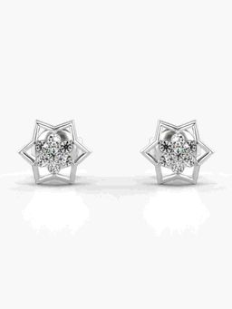 Valanova - Sterling Silver Plated with White Gold and Certified Lab Grown Diamond 0.14 Cts Earrings
