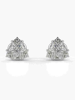 Valanova - Sterling Silver Plated with White Gold and Certified Lab Grown Diamond 0.27 Cts Earrings