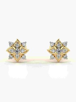 Valanova - Sterling Silver Plated with Yellow Gold and Certified Lab Grown Diamond 0.20 Cts Earrings