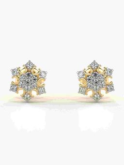 Valanova - Sterling Silver Plated with Yellow Gold and Certified Lab Grown Diamond 0.22 Cts Earrings
