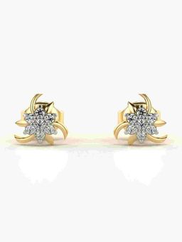 Valanova - Sterling Silver Plated with Yellow Gold and Certified Lab Grown Diamond 0.14 Cts Earrings