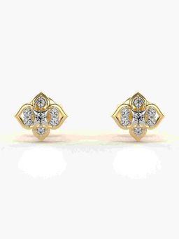 Valanova - Sterling Silver Plated with Yellow Gold and Certified Lab Grown Diamond 0.13 Cts Earrings