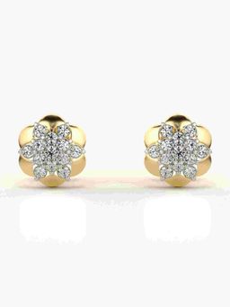 Valanova - Sterling Silver Plated with Yellow Gold and Certified Lab Grown Diamond 0.26 Cts Earrings