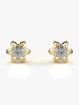 Valanova - Sterling Silver Plated with Yellow Gold and Certified Lab Grown Diamond 0.21 Cts Earrings