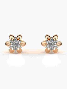Valanova - Sterling Silver Plated with Rose Gold and Certified Lab Grown Diamond 0.21 Cts Earrings