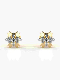 Valanova - Sterling Silver Plated with Yellow Gold and Certified Lab Grown Diamond 0.19 Cts Earrings