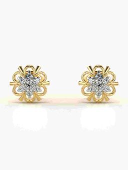 Valanova - Sterling Silver Plated with Yellow Gold and Certified Lab Grown Diamond 0.21 Cts Earrings
