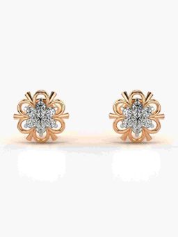 Valanova - Sterling Silver Plated with Rose Gold and Certified Lab Grown Diamond 0.21 Cts Earrings