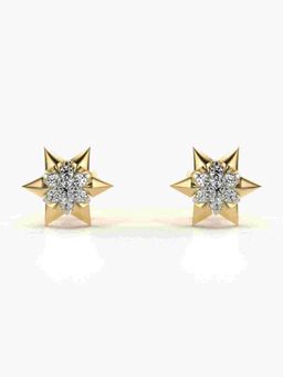 Valanova - Sterling Silver Plated with Yellow Gold and Certified Lab Grown Diamond 0.21 Cts Earrings