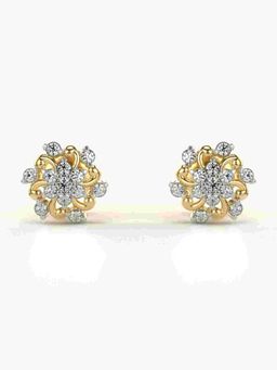 Valanova - Sterling Silver Plated with Yellow Gold and Certified Lab Grown Diamond 0.26 Cts Earrings