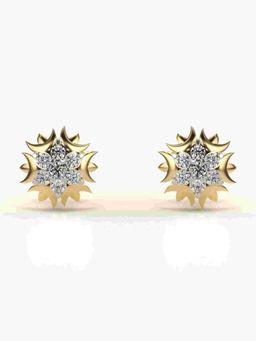 Valanova - Sterling Silver Plated with Yellow Gold and Certified Lab Grown Diamond 0.21 Cts Earrings