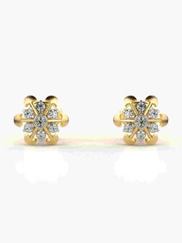 Valanova - Sterling Silver Plated with Yellow Gold and Certified Lab Grown Diamond 0.15 Cts Earrings
