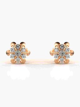 Valanova - Sterling Silver Plated with Rose Gold and Certified Lab Grown Diamond 0.15 Cts Earrings
