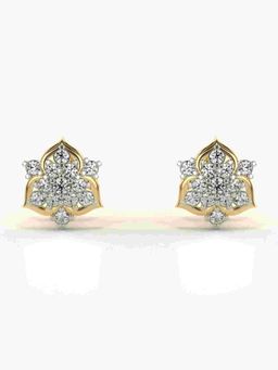 Valanova - Sterling Silver Plated with Yellow Gold and Certified Lab Grown Diamond 0.26 Cts Earrings