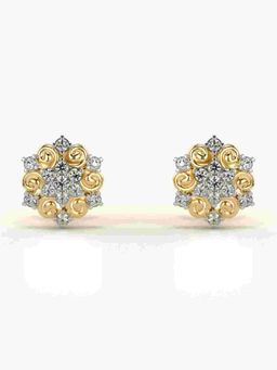 Valanova - Sterling Silver Plated with Yellow Gold and Certified Lab Grown Diamond 0.18 Cts Earrings