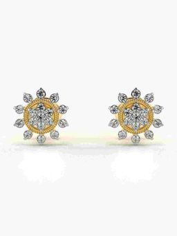 Valanova - Sterling Silver Plated with Yellow Gold and Certified Lab Grown Diamond 0.26 Cts Earrings