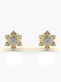 Valanova - Sterling Silver Plated with Yellow Gold and Certified Lab Grown Diamond 0.15 Cts Earrings