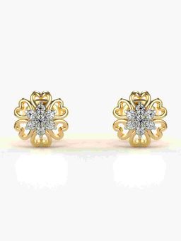Valanova - Sterling Silver Plated with Yellow Gold and Certified Lab Grown Diamond 0.14 Cts Earrings