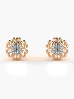 Valanova - Sterling Silver Plated with Rose Gold and Certified Lab Grown Diamond 0.14 Cts Earrings