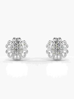 Valanova - Sterling Silver Plated with White Gold and Certified Lab Grown Diamond 0.14 Cts Earrings