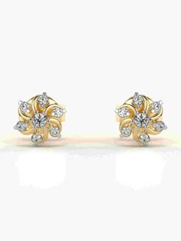 Valanova - Sterling Silver Plated with Yellow Gold and Certified Lab Grown Diamond 0.13 Cts Earrings