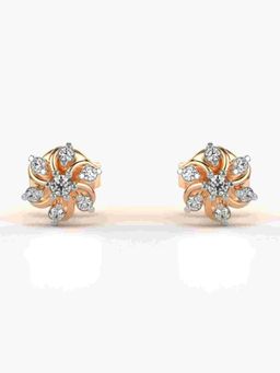 Valanova - Sterling Silver Plated with Rose Gold and Certified Lab Grown Diamond 0.13 Cts Earrings