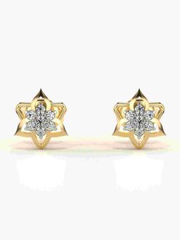 Valanova - Sterling Silver Plated with Yellow Gold and Certified Lab Grown Diamond 0.14 Cts Earrings