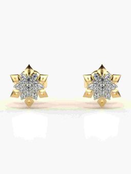 Valanova - Sterling Silver Plated with Yellow Gold and Certified Lab Grown Diamond 0.15 Cts Earrings
