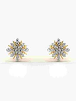 Valanova - Sterling Silver Plated with Yellow Gold and Certified Lab Grown Diamond 0.24 Cts Earrings