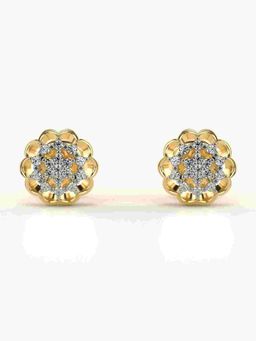 Valanova - Sterling Silver Plated with Yellow Gold and Certified Lab Grown Diamond 0.19 Cts Earrings