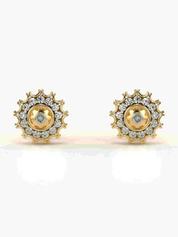 Valanova - Sterling Silver Plated with Yellow Gold and Certified Lab Grown Diamond 0.18 Cts Earrings